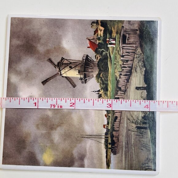 Vintage Windmill Scene Tile Coaster Made In Germany - Picture 8 of 8